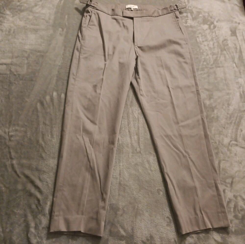 Reiss Ache Brushed Cotton Mens Pants 34W x 28 L Beige